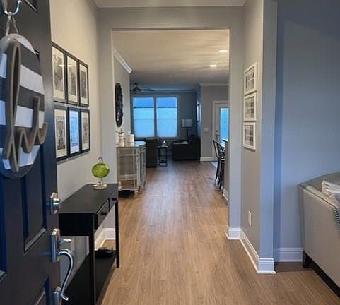 Luxury vinyl plank throughout a majority of the first floor.