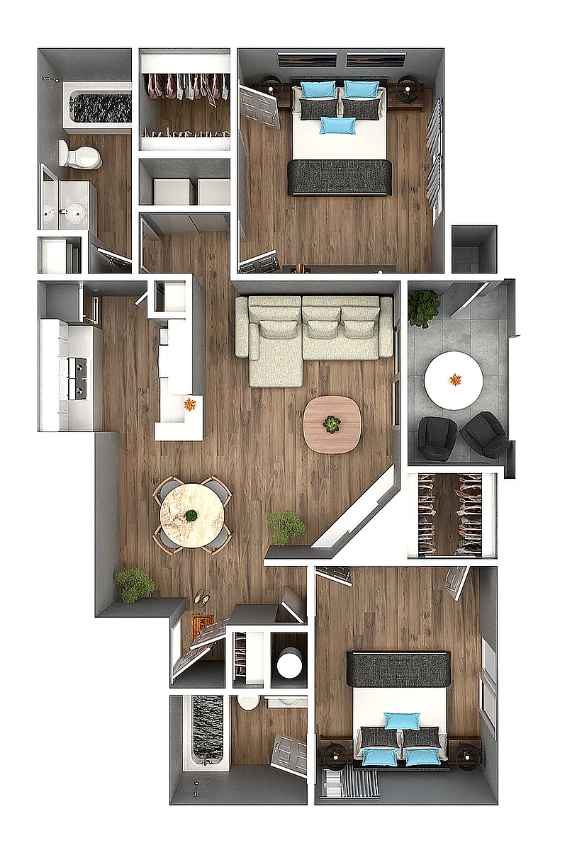 Floor plan 2 Bedroom 2 Bath A