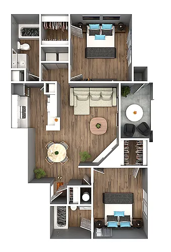 Floor plan 2 Bedroom 2 Bath A