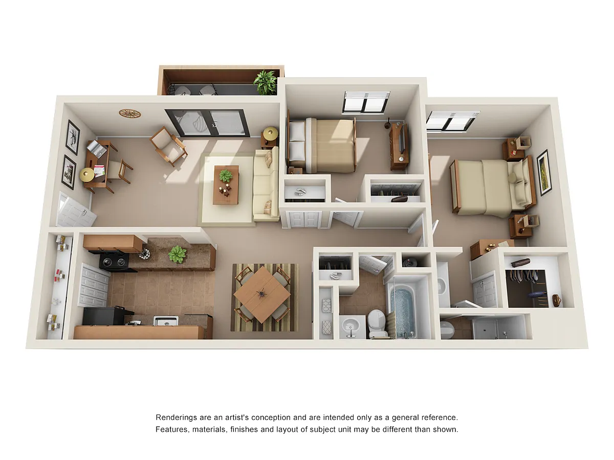 Floor plan Two Bedroom Two Bath