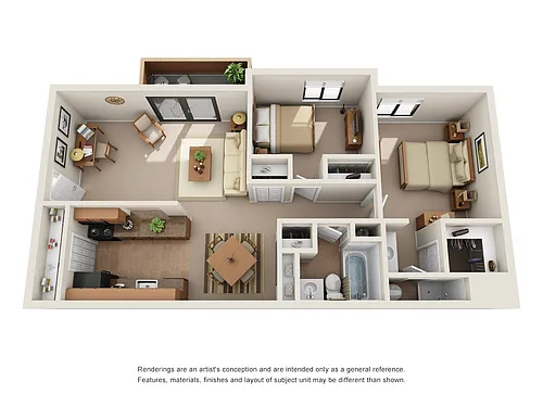 Floor plan Two Bedroom Two Bath