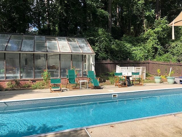 View from the pool house