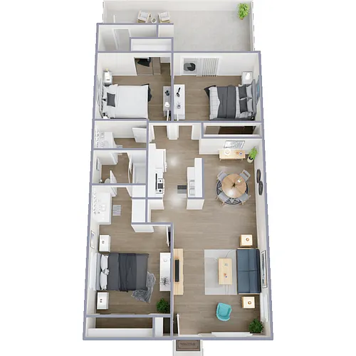 Floor plan 3 Bedroom 1 Bath