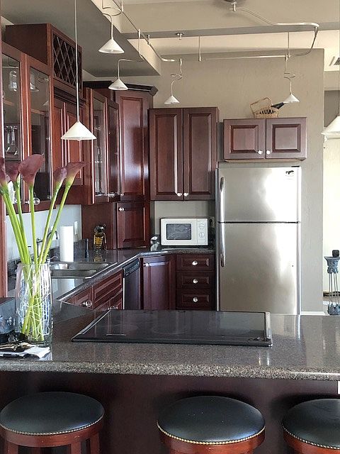 Frigidaire appliances; Refrigerator/freezer, Dishwasher, Electric Stove.