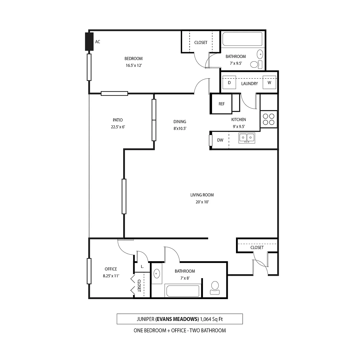 Floor plan Juniper 1 Bed Office