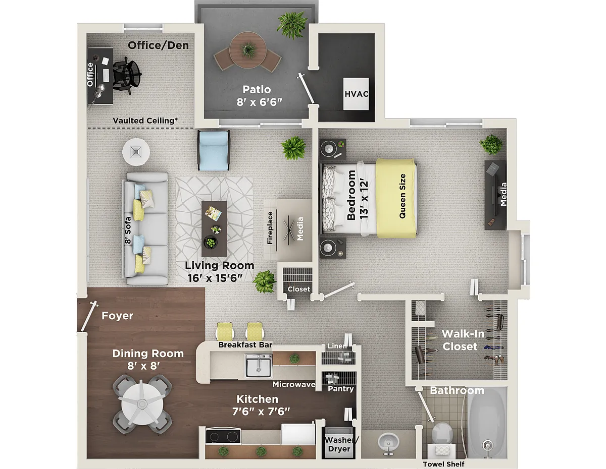 Floor plan A1 (One Bedroom w/Den)