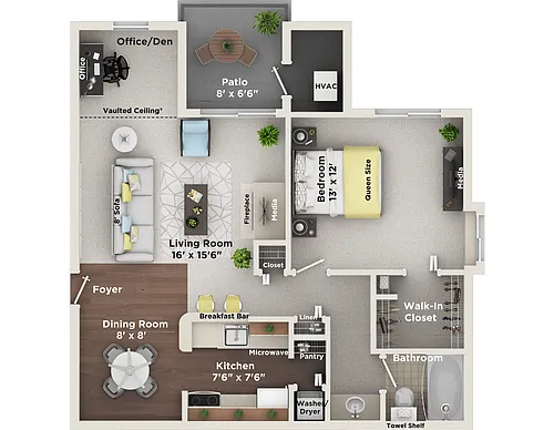 Floor plan A1 (One Bedroom w/Den)