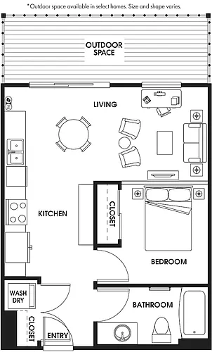 Floor plan U1 Open One Bed