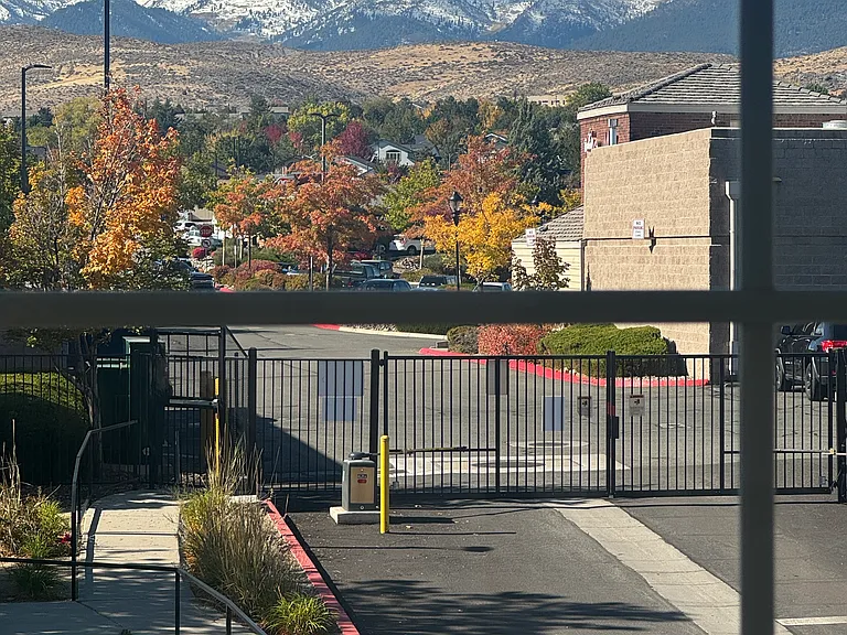 Snow capped mountains and Raley's next door