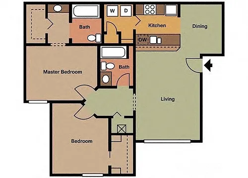 Floor plan Two Bedroom Two Bathroom 50%