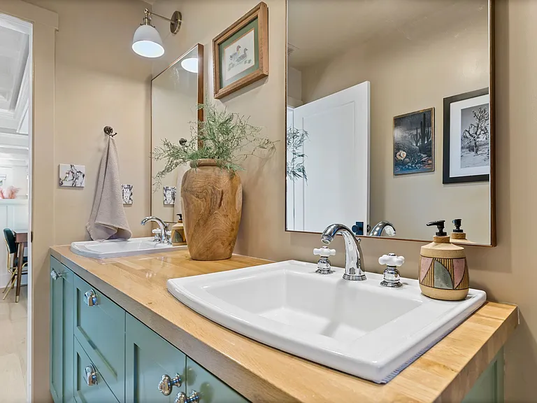 Updated bathroom with double sinks