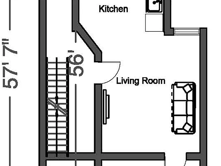 Floorplan: east bedroom is front facing and gets the most light.