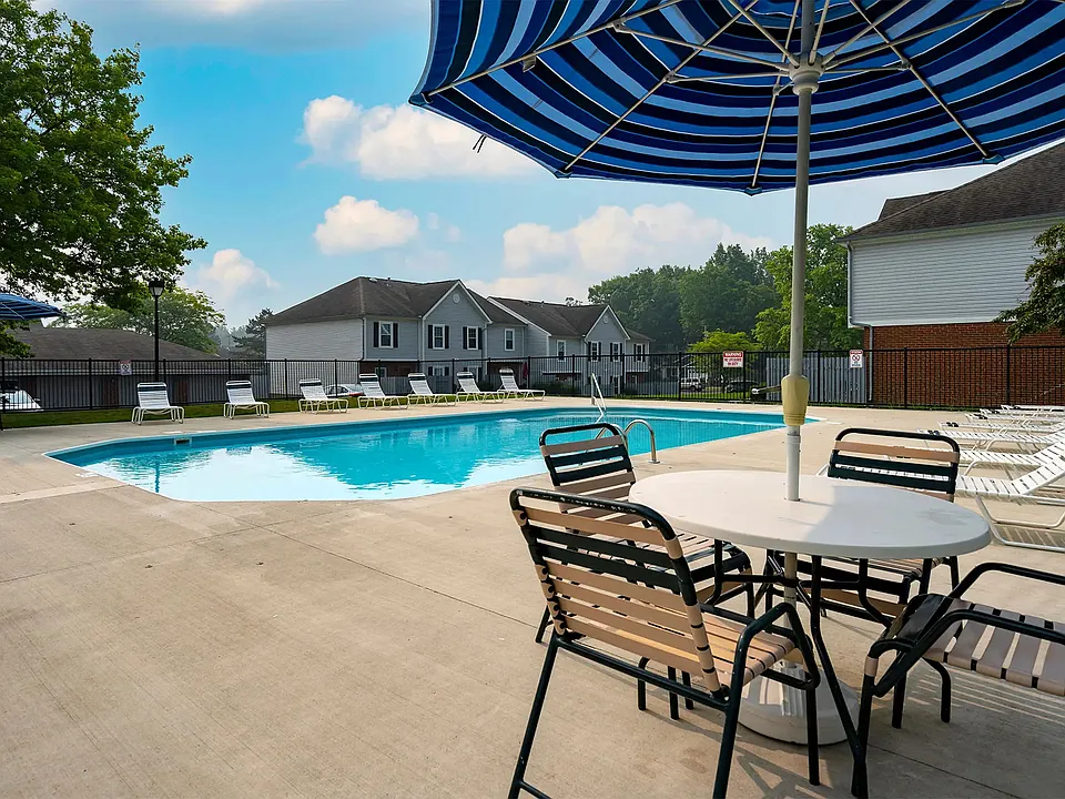 Outdoor pool with lounge seating
