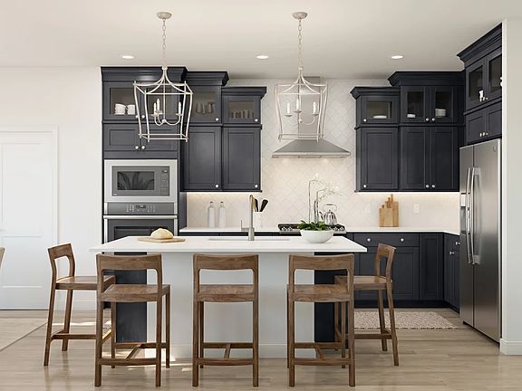 Kitchen with pendant lighting
