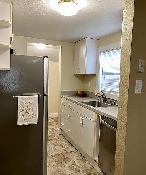 Kitchen with stainless steel appliances