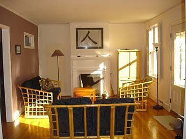 partial view of living room with fireplace