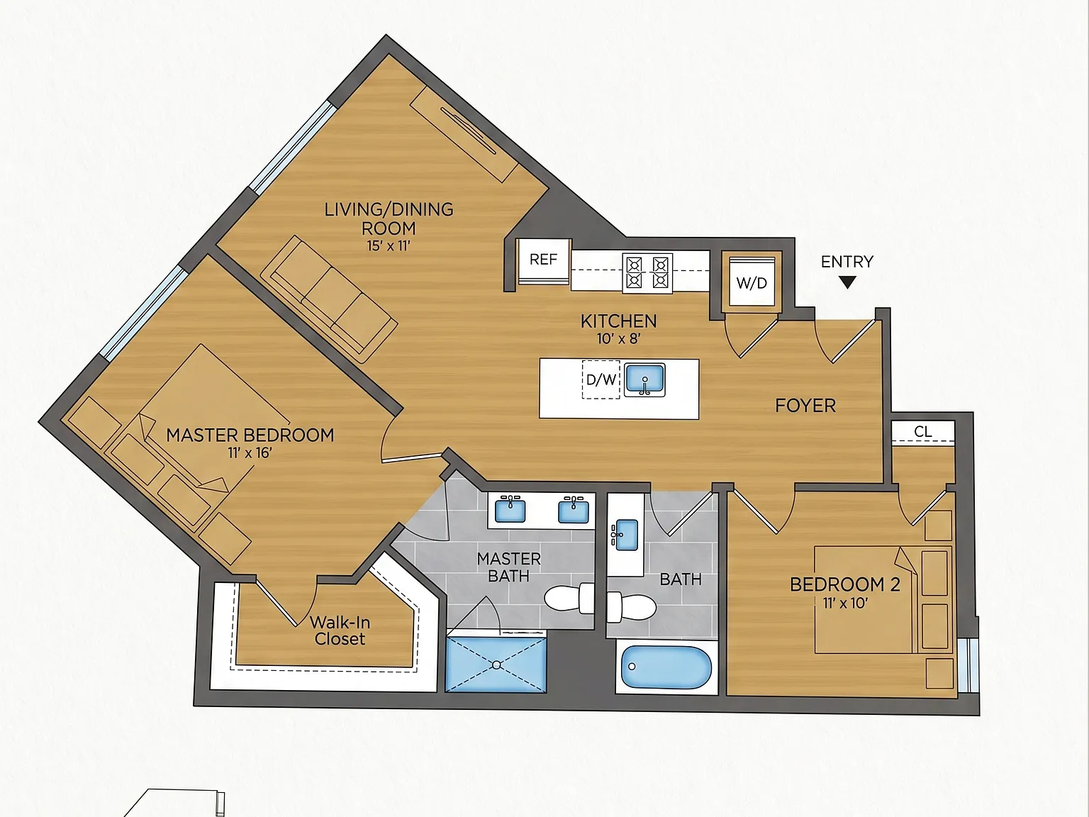 2 bed, 1005 sqft, $3,195 — Photo 2