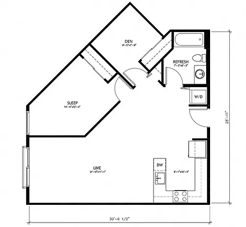Floor plan 1x1 + Den - C8