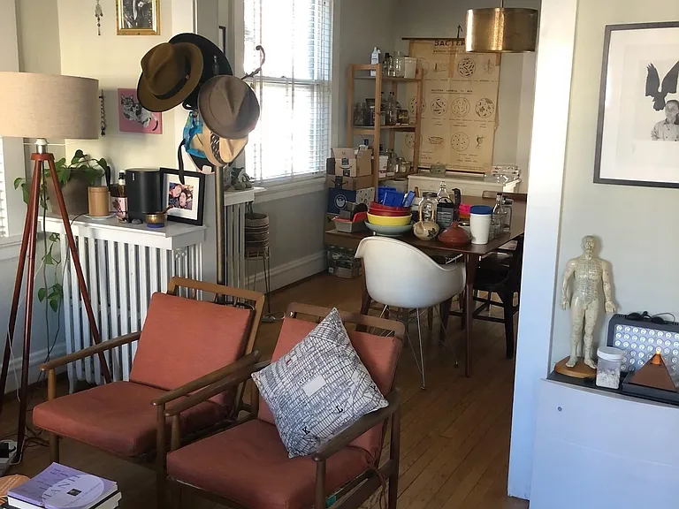 view from living room to dining room, furnished