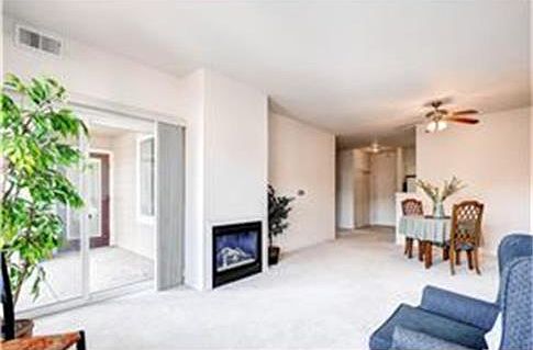 Living room with gas log fireplace