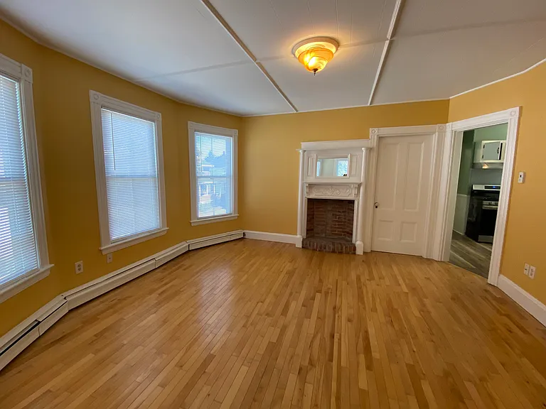Dining room with original fireplace