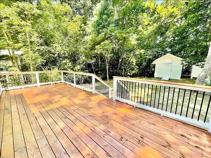 backyard area with storage shed