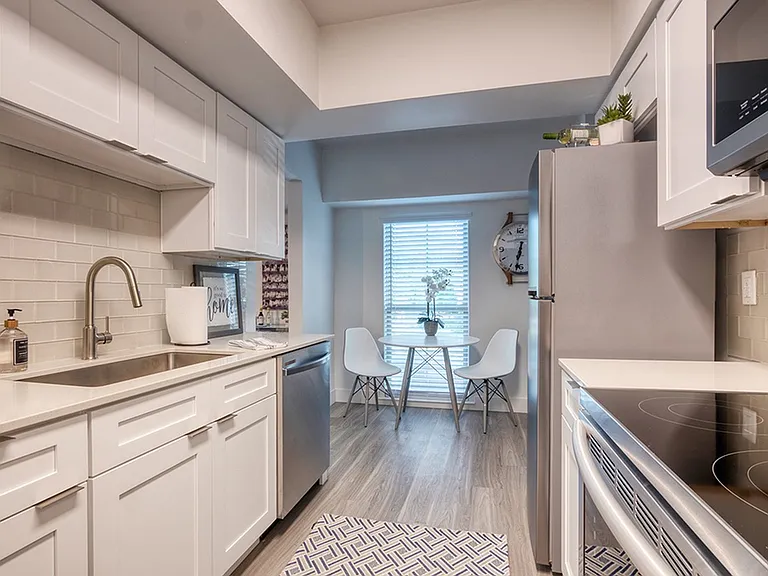 Model apartment kitchen and dining area