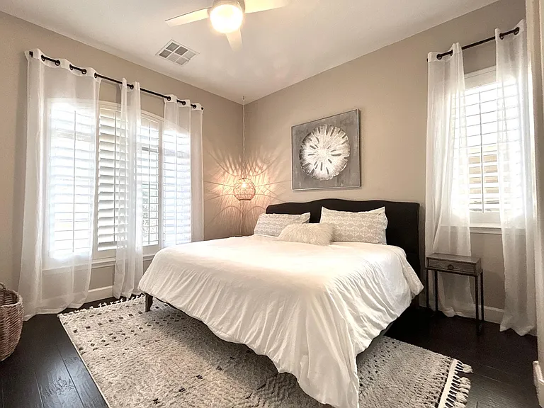 Main floor guest room with ensuite full bathroom