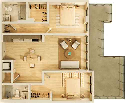 Floor plan 2 bed, 2 bath floorplan