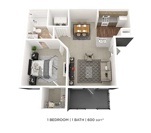 Floor plan One Bedroom-600 sqft