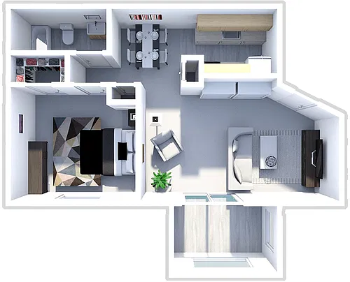 Floor plan 1 bed Maumee - Upper