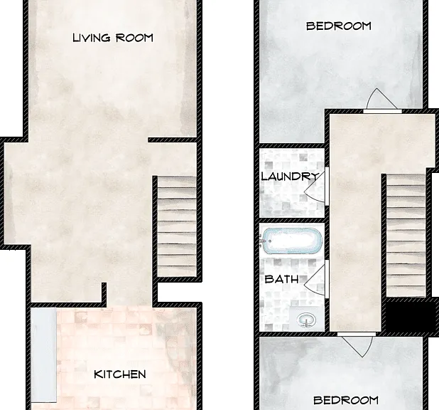 2x1 TH Floorplan Diagram