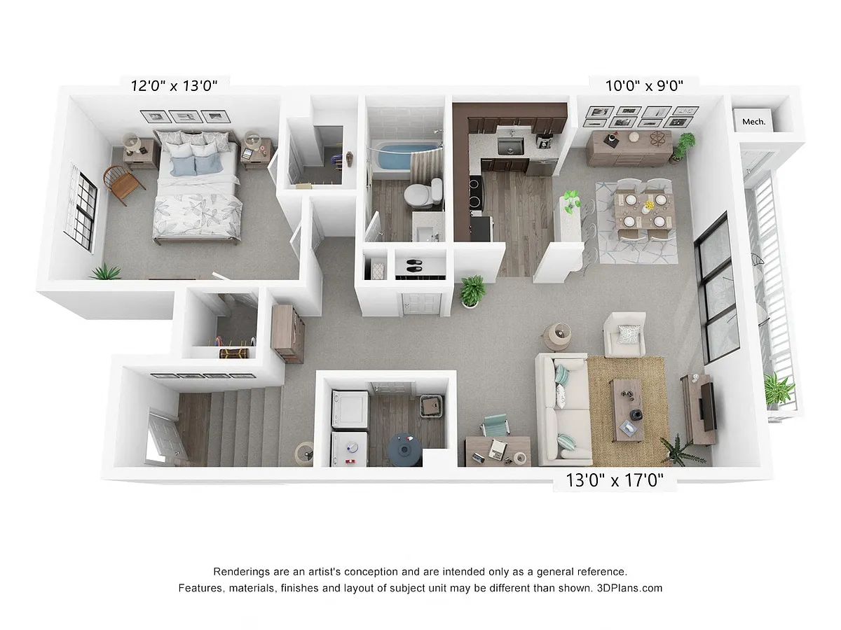 Floor plan 1 Bedroom - A, F