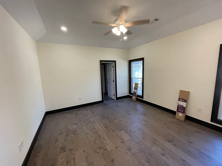 Master bedroom with pan ceiling