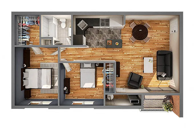 Floor plan Phase II Two Bedroom