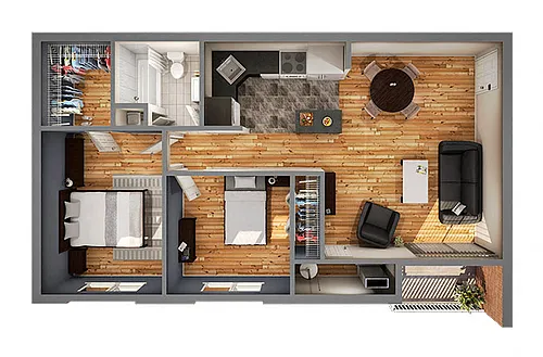 Floor plan Phase II Two Bedroom