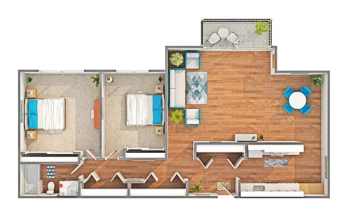Floor plan 2 Bedrooms, 1 Bathroom