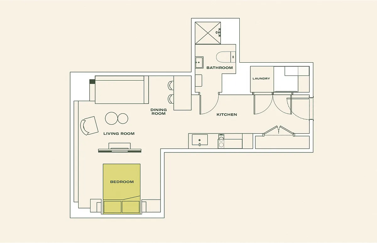 Floor plan One Bedroom (S5)