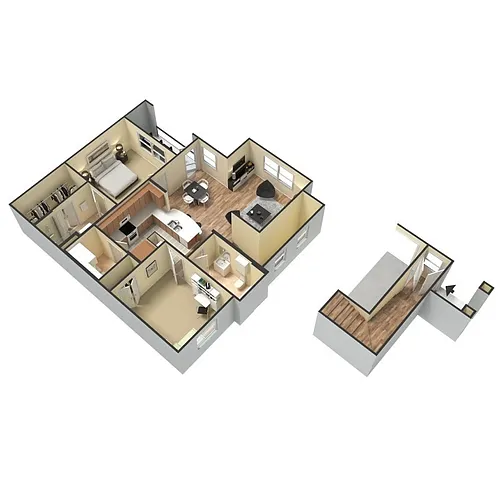 Floor plan Two-bedrooms Two-Baths