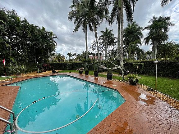 Salt water pool with hammock