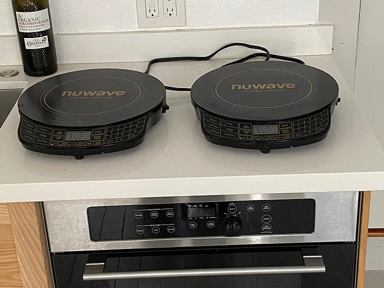 Counter Top Induction Burners, with Large built-in Microwave below