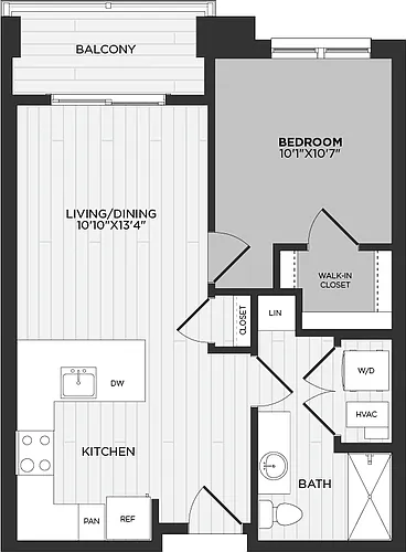 Floor plan 1 Bed/1 Bath-B1