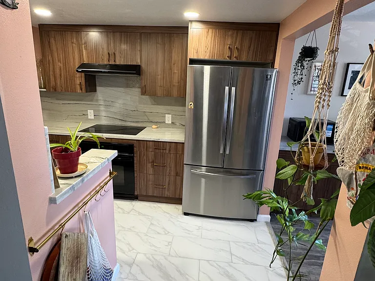 View from living room toward kitchen.