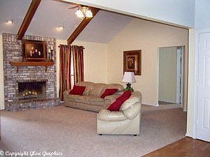 Large living room with vaulted ceilings
