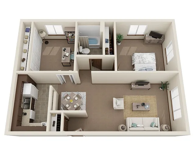 Floor plan One Bedroom, One Bathroom plus Den