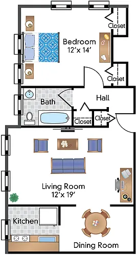 Floor plan 1 Bedroom 10 Tier