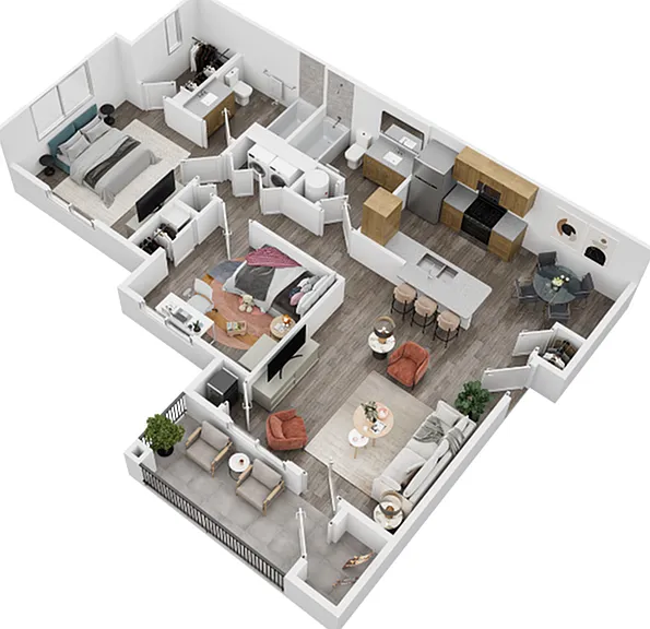 Sage Point Village Apartments 2 Bedroom 2 Bathroom 3D Floor Plan in Ammon ID Sage Point Village Apartments 2 Bedroom 2 Bathroom 3D Floor Plan in Ammon ID