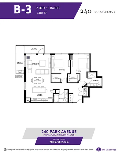 Floor plan $2.28/sq.ft. - Two Bedroom B-3