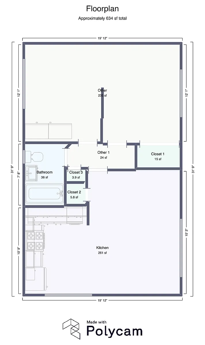 Floor plan 2Bed1Ba