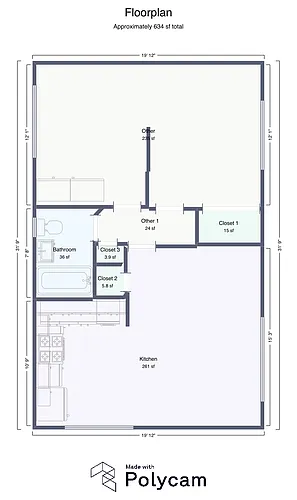 Floor plan 2Bed1Ba
